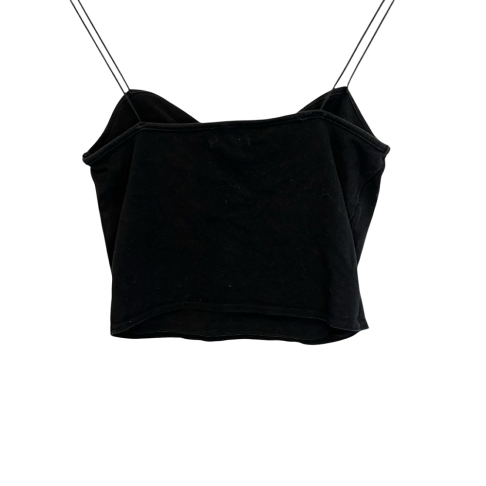 OUT FROM UNDER BY URBAN OUTFITTERS Black Cropped Stretch Elastic Strap Tank Top - Picture 6 of 9